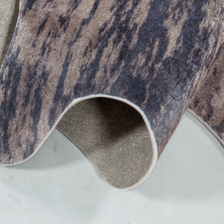 Teppich Waschbar Flachgewebe Rindsleder-Imitat Polyester Wohnzimmer_Braun_Sonderform_