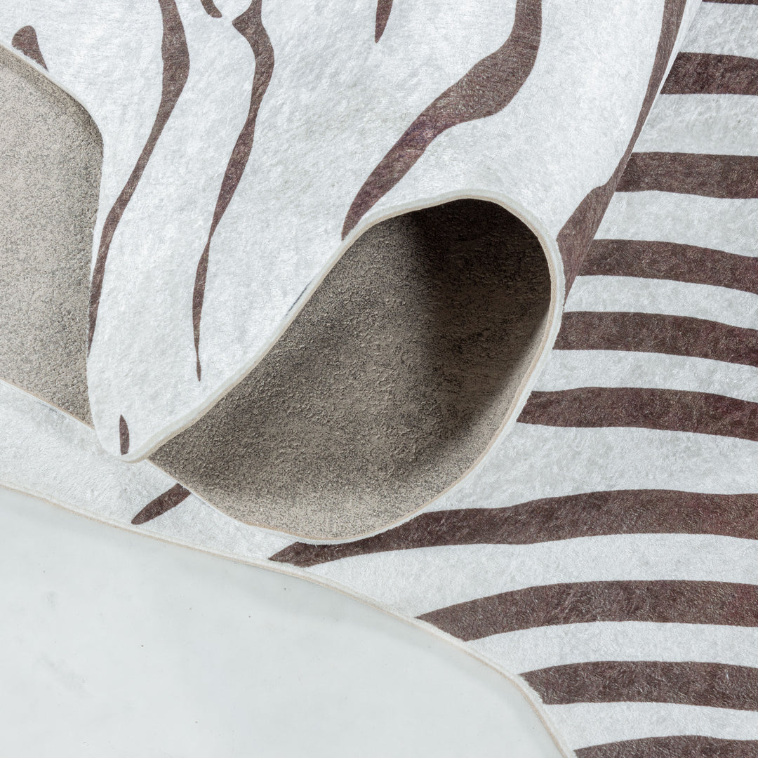 Teppich Waschbar Flachgewebe Tigerfell-Imitat Polyester Wohnzimmer_Braun_Sonderform_