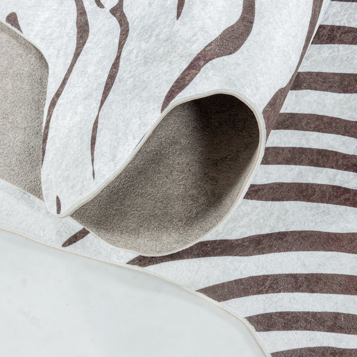 Teppich Waschbar Flachgewebe Tigerfell-Imitat Polyester Wohnzimmer_Braun_Sonderform_