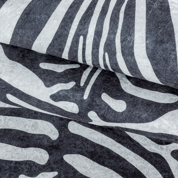 Teppich Waschbar Flachgewebe Tigerfell-Imitat Polyester Wohnzimmer Schwarz Sonderform 100x135_Sonderform_