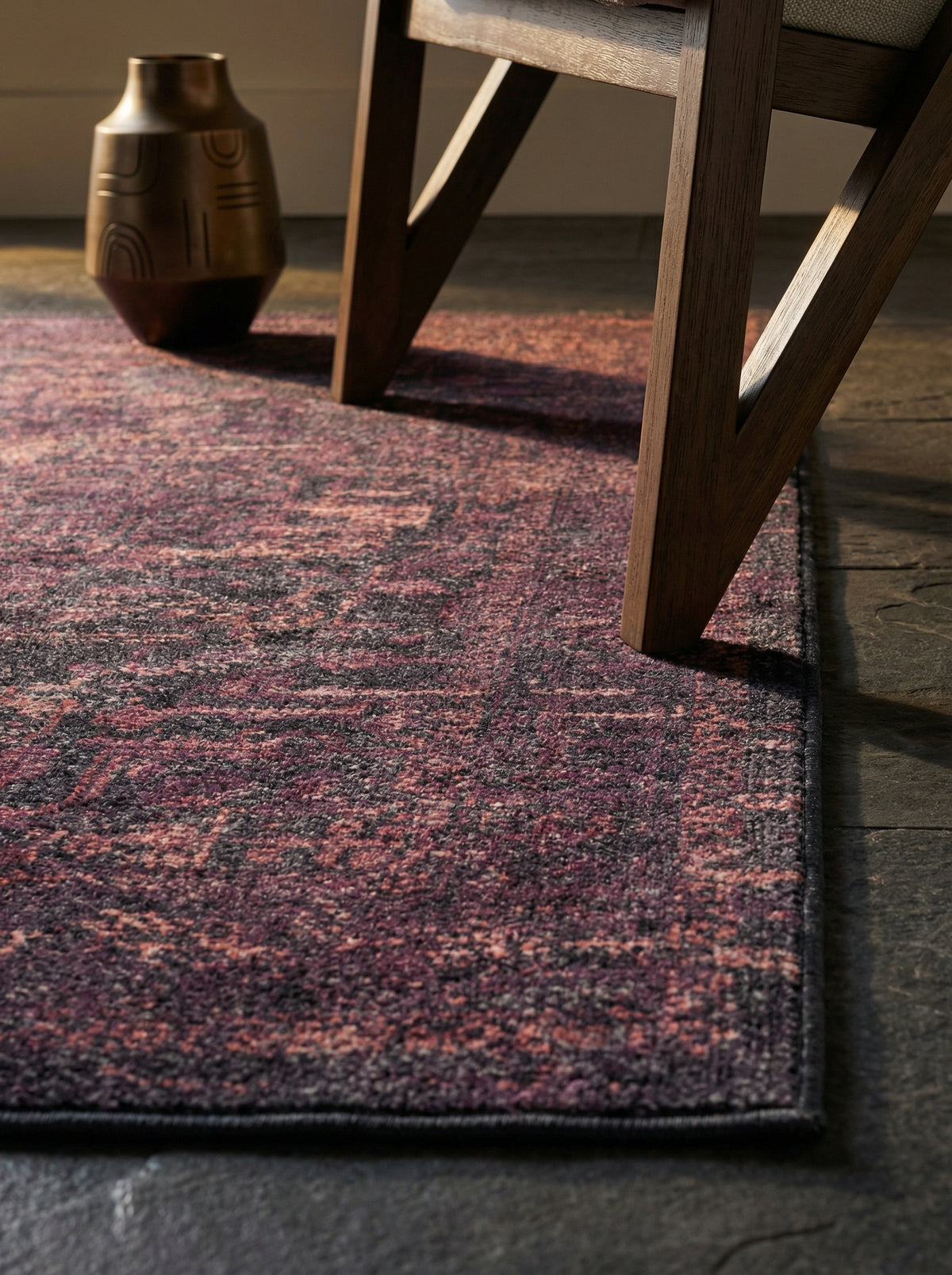 Teppich Waschbar Flachgewebe Vintage Look Polyester Wohnzimmer_Läufer_