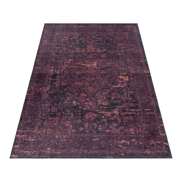 Teppich Waschbar Flachgewebe Vintage Look Polyester Wohnzimmer Rot Läufer 80x150_Läufer_
