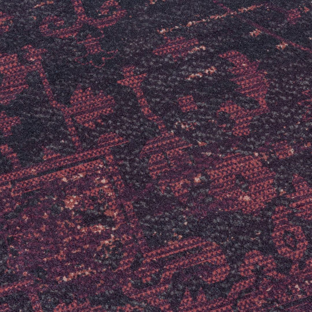 Teppich Waschbar Flachgewebe Vintage Look Polyester Wohnzimmer Rot Läufer 80x150_Läufer_