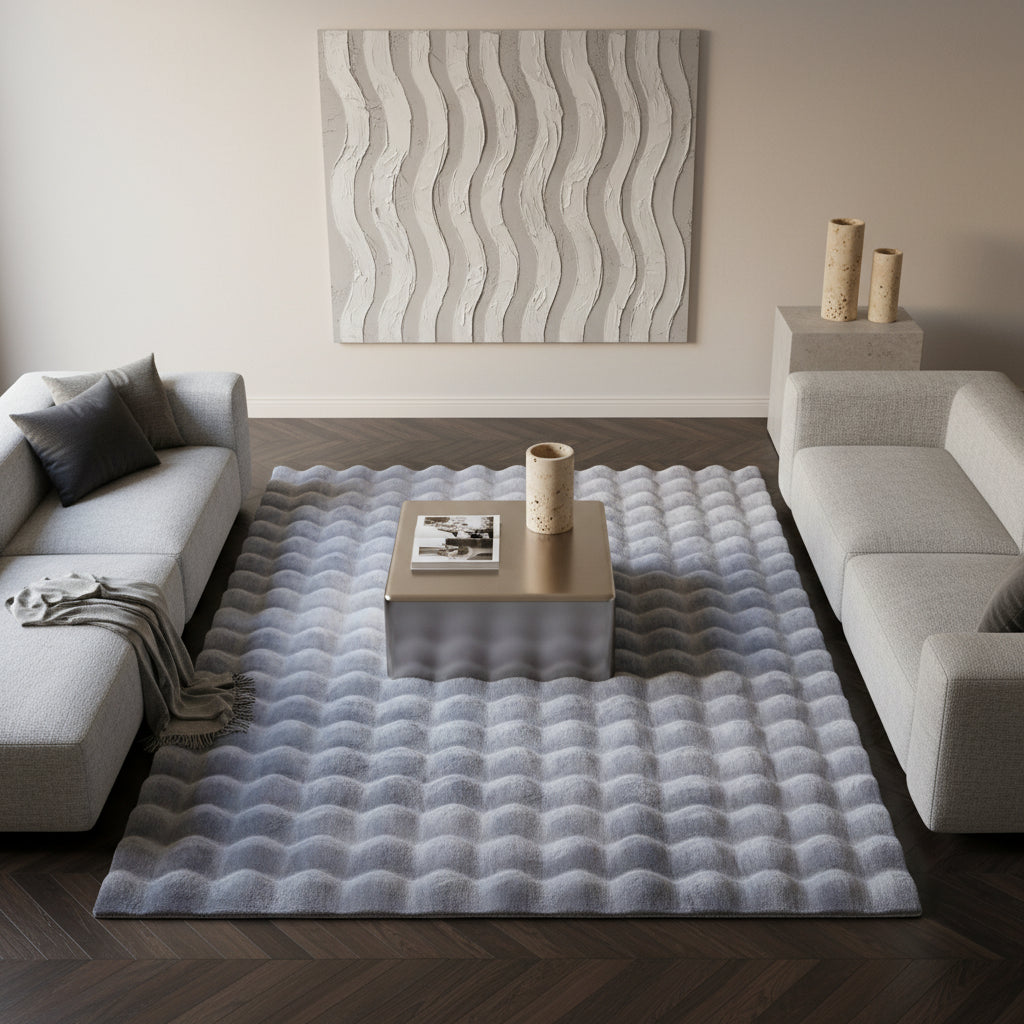 Teppich Waschbar Hochflor Uni Polyester Wohnzimmer_Läufer_