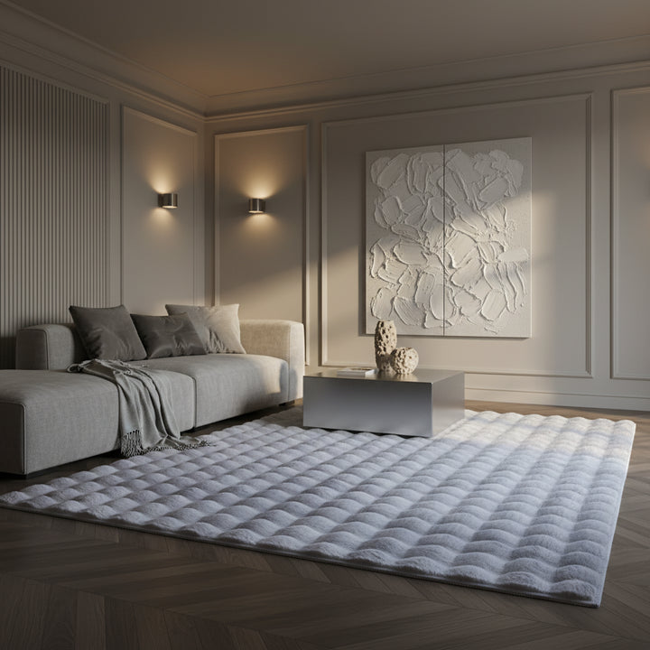 Teppich Waschbar Hochflor Uni Polyester Wohnzimmer_Läufer_