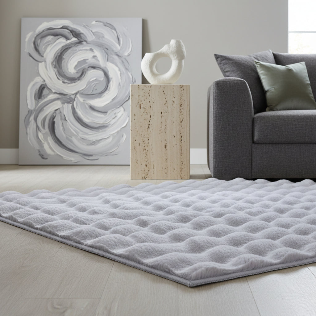 Teppich Waschbar Hochflor Uni Polyester Wohnzimmer_Läufer_