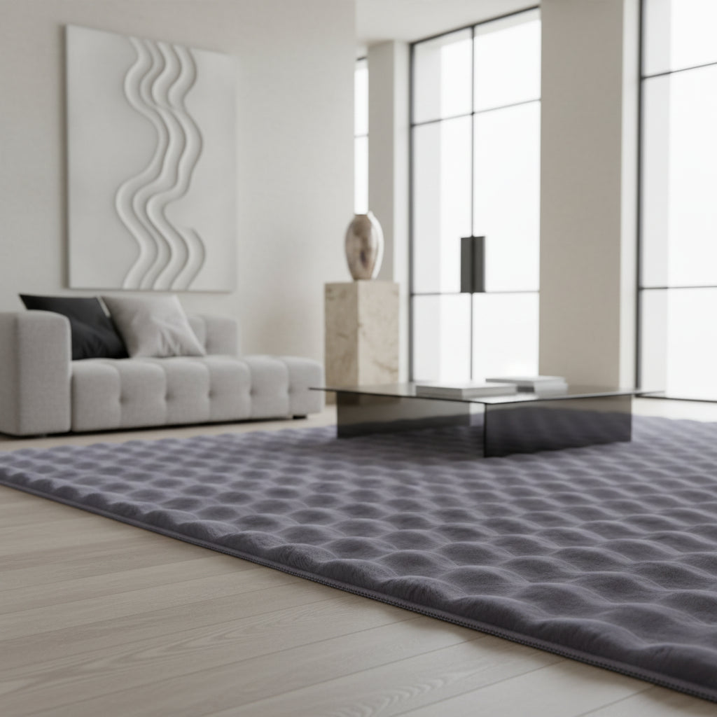 Teppich Waschbar Hochflor Uni Polyester Wohnzimmer_Läufer_