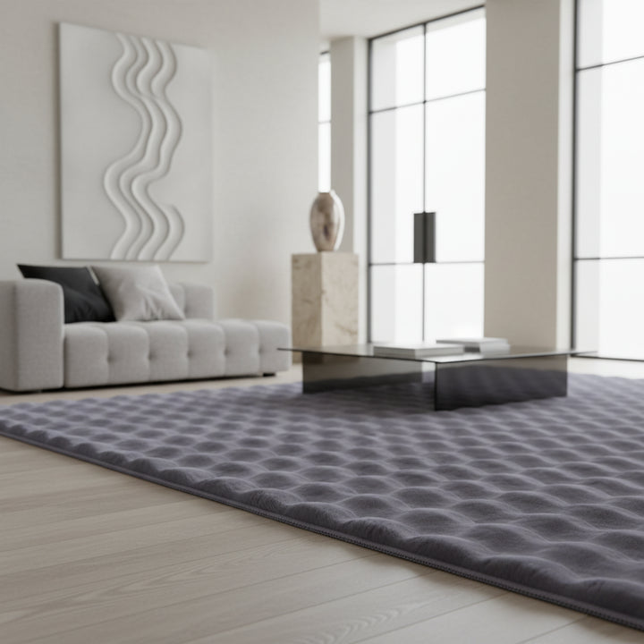 Teppich Waschbar Hochflor Uni Polyester Wohnzimmer_Läufer_