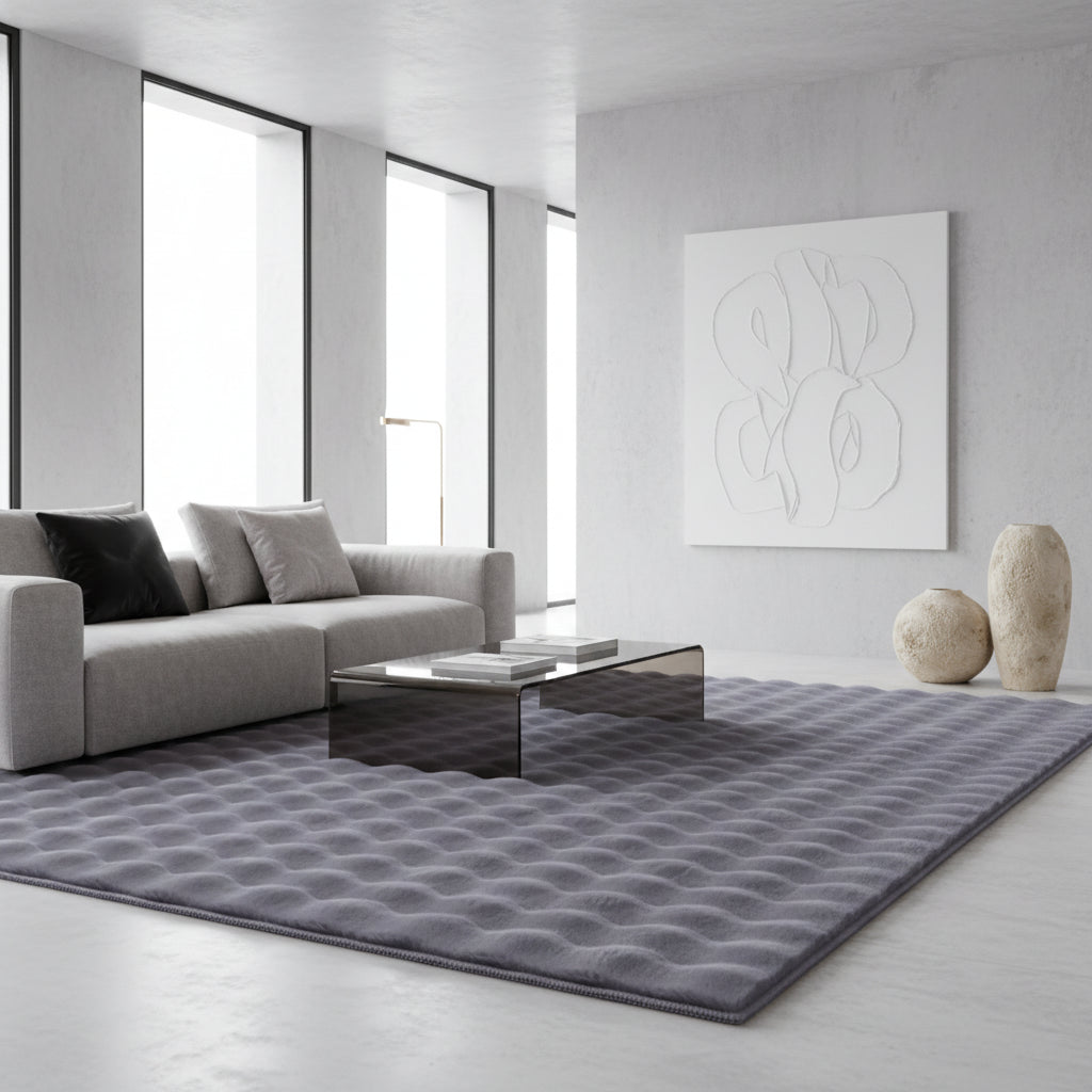 Teppich Waschbar Hochflor Uni Polyester Wohnzimmer_Läufer_