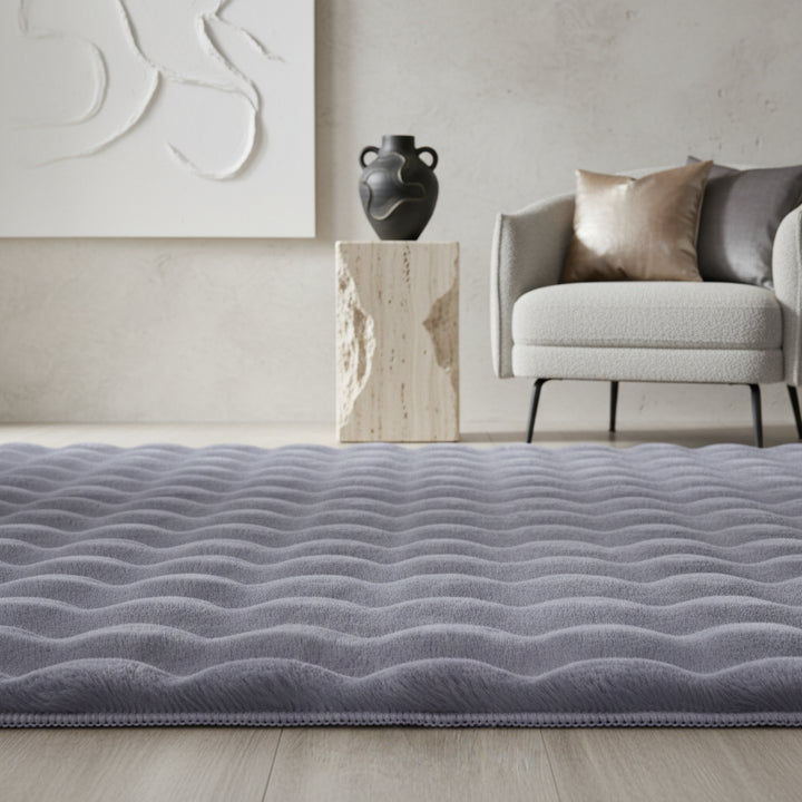 Teppich Waschbar Hochflor Uni Polyester Wohnzimmer_Läufer_