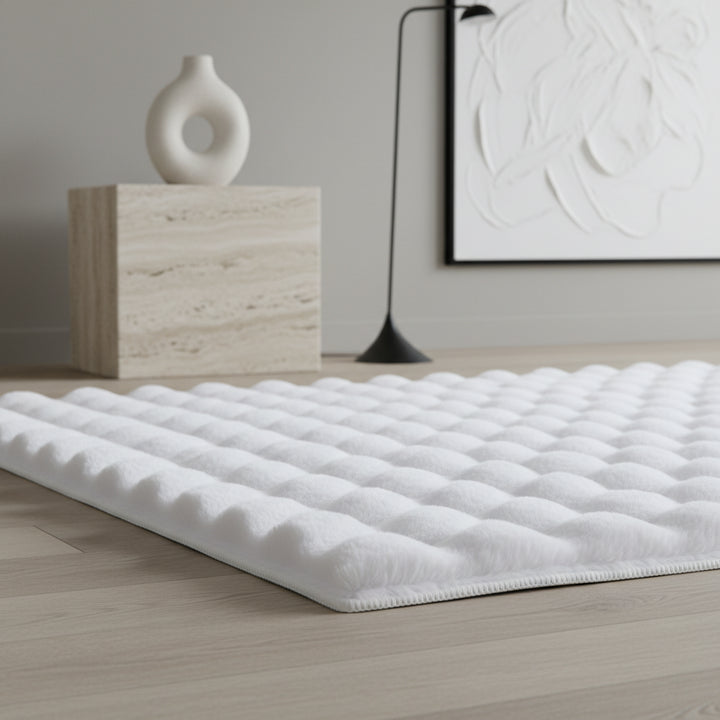 Teppich Waschbar Hochflor Uni Polyester Wohnzimmer_Läufer_