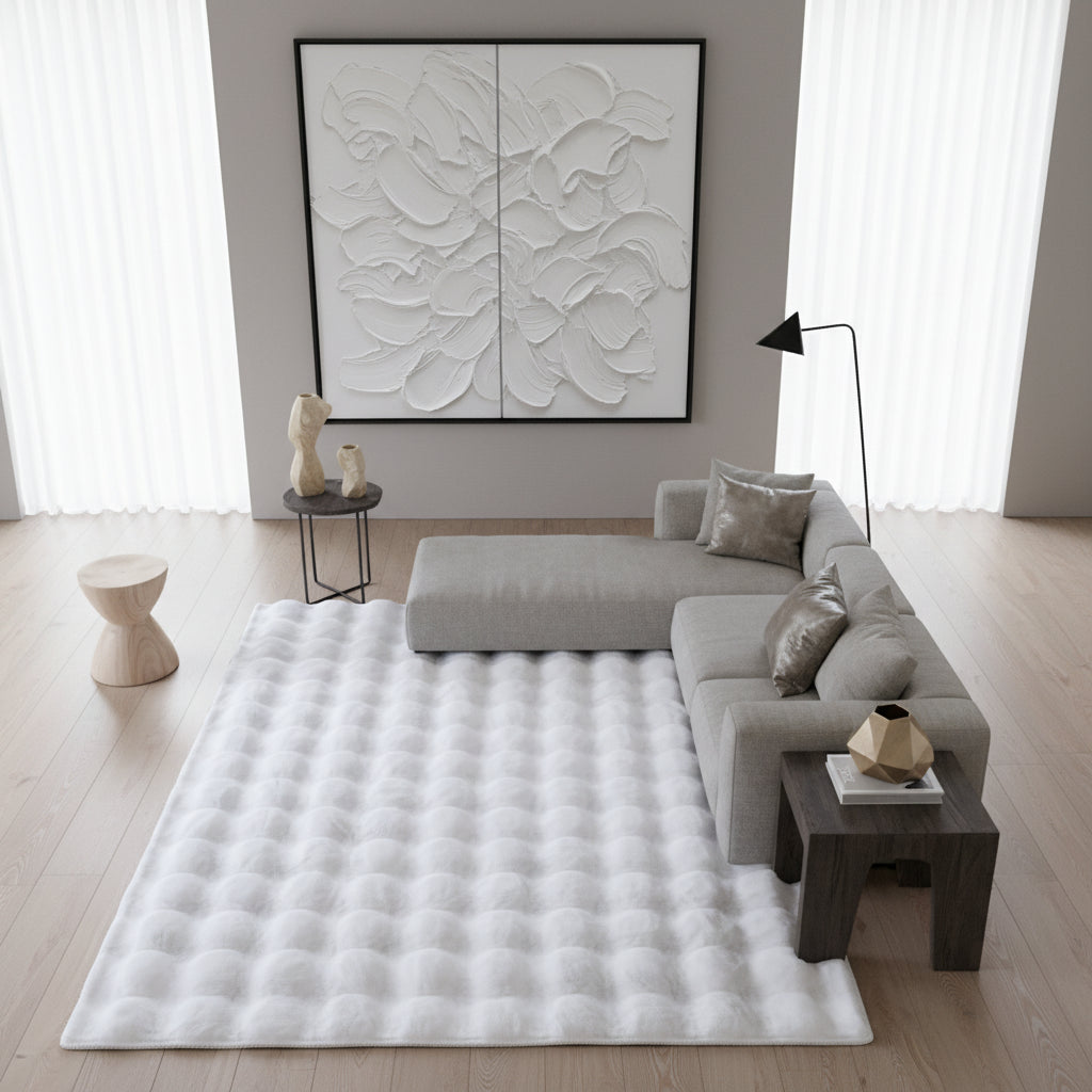 Teppich Waschbar Hochflor Uni Polyester Wohnzimmer_Läufer_