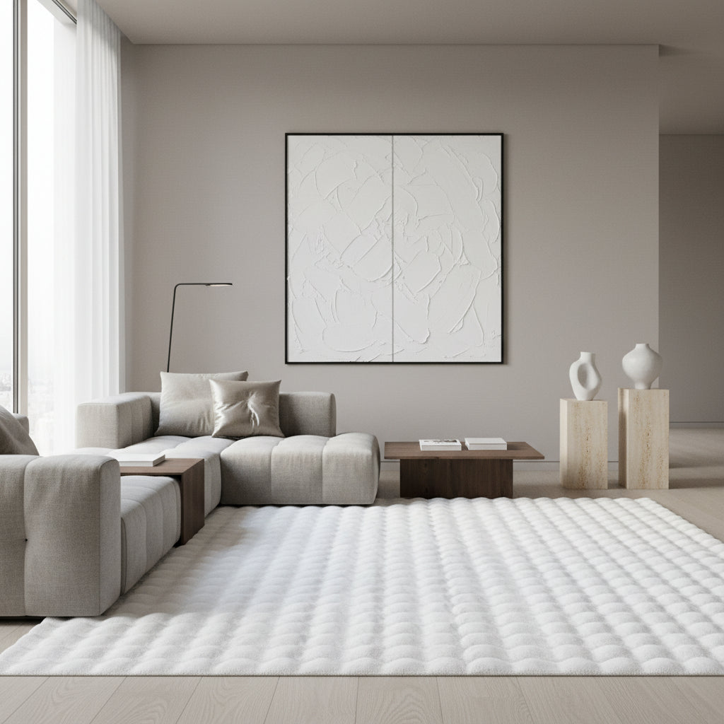 Teppich Waschbar Hochflor Uni Polyester Wohnzimmer_Läufer_