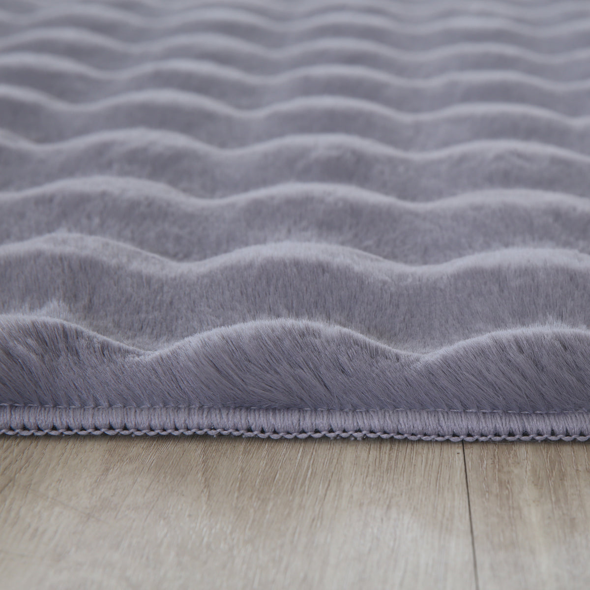 Teppich Waschbar Hochflor Uni Polyester Wohnzimmer_Grau_Läufer_