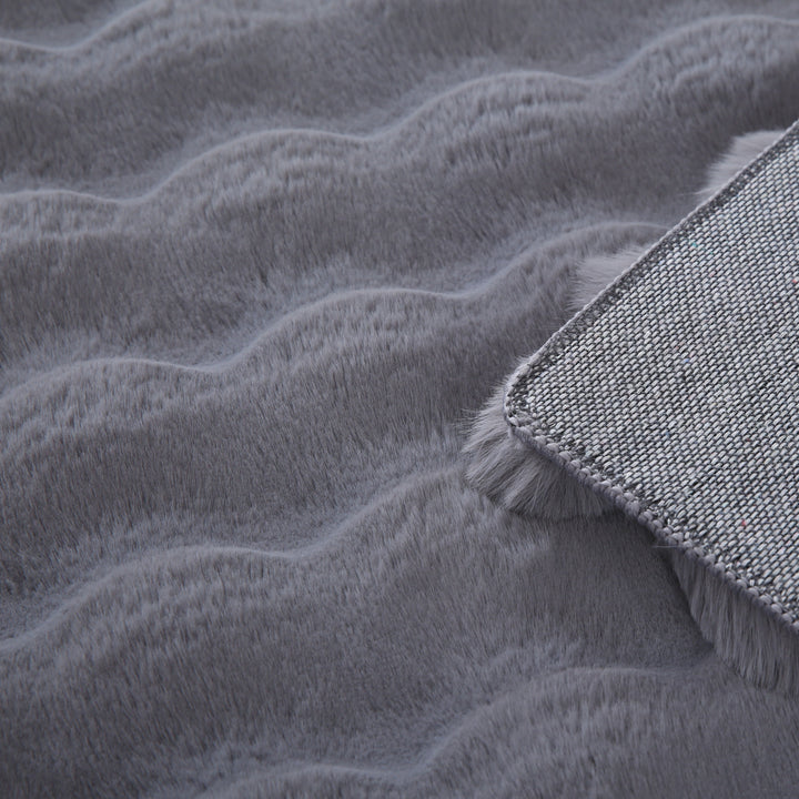 Teppich Waschbar Hochflor Uni Polyester Wohnzimmer Grau Läufer 80x150_Läufer_