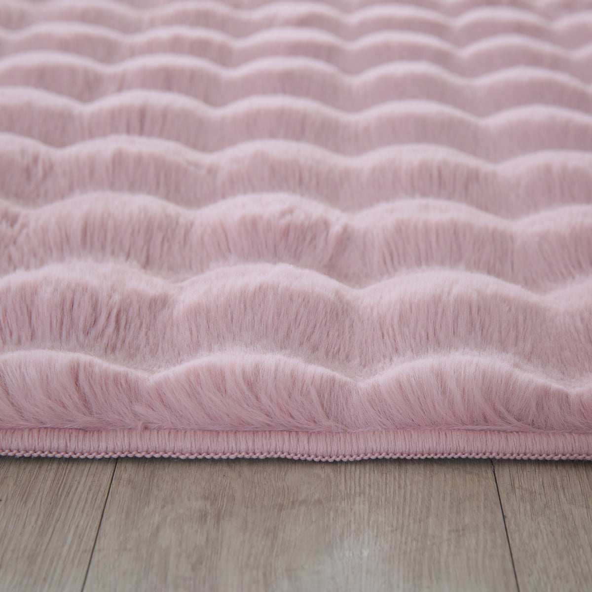 Teppich Waschbar Hochflor Uni Polyester Wohnzimmer_Rosa_Läufer_
