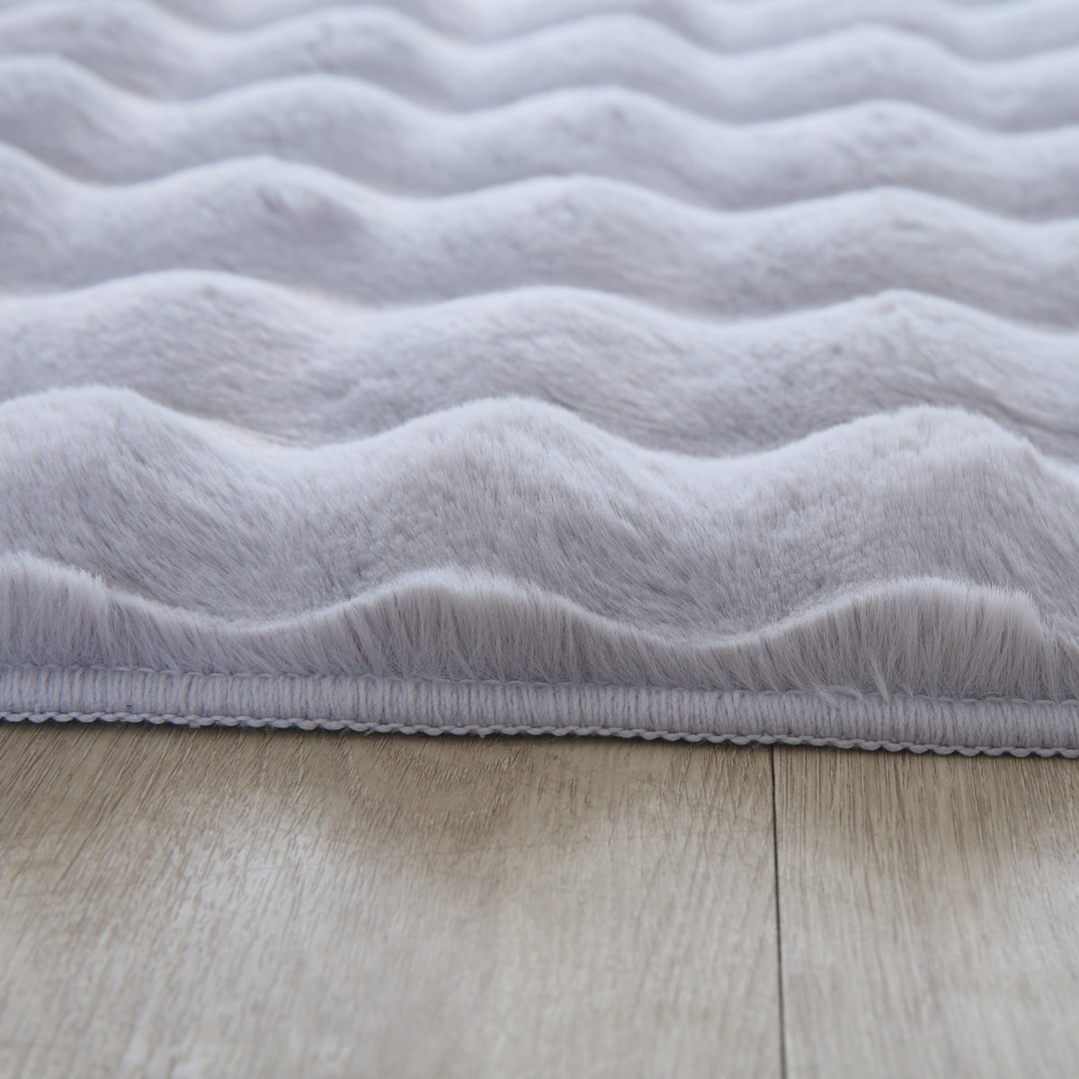 Teppich Waschbar Hochflor Uni Polyester Wohnzimmer_Silber_Läufer_