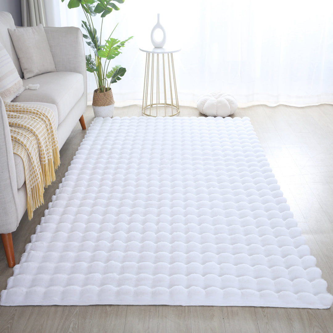 Teppich Waschbar Hochflor Uni Polyester Wohnzimmer_Läufer_