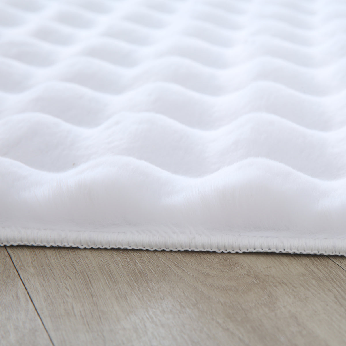 Teppich Waschbar Hochflor Uni Polyester Wohnzimmer_Weiß_Läufer_
