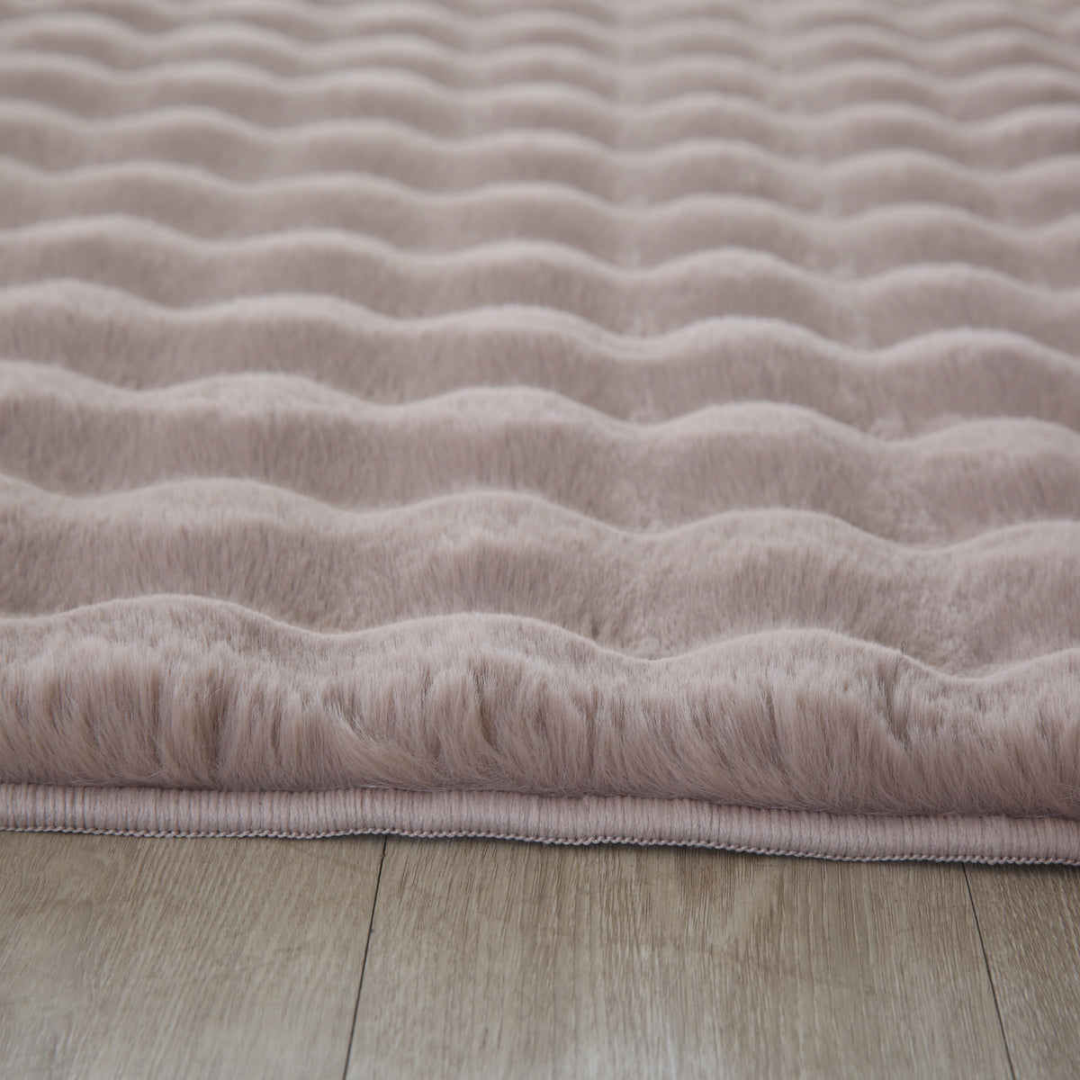 Teppich Waschbar Hochflor Uni Polyester Wohnzimmer_Beige_Läufer_
