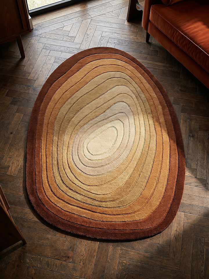 Teppich Terrakotta oval Musteransicht von oben Designkollektion_