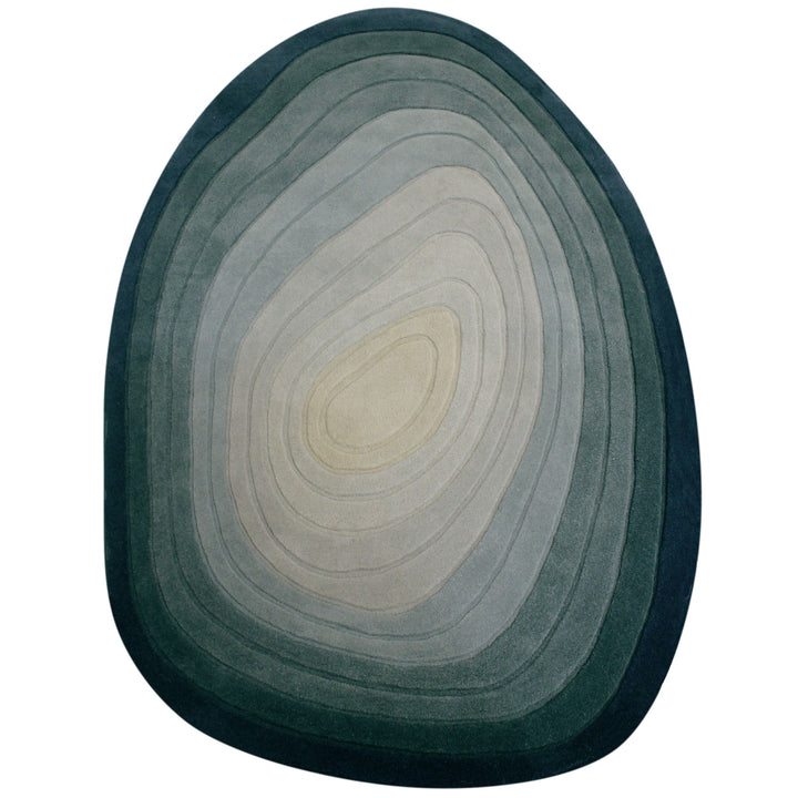 Teppich Wolle - Organische Form - Ombre Farbverlauf - Handgefertigt - Hoch-Tief-Flor-Effekt_Oval_