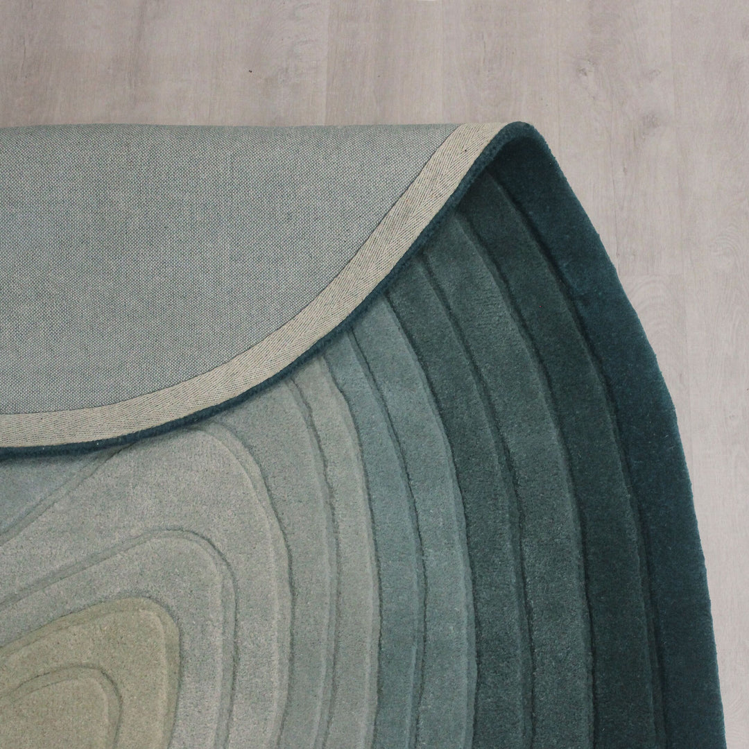 Teppich Wolle - Organische Form - Ombre Farbverlauf - Handgefertigt - Hoch-Tief-Flor-Effekt_Oval_