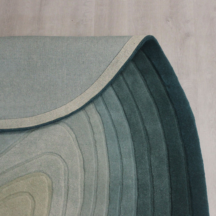 Teppich Wolle - Organische Form - Ombre Farbverlauf - Handgefertigt - Hoch-Tief-Flor-Effekt_Oval_