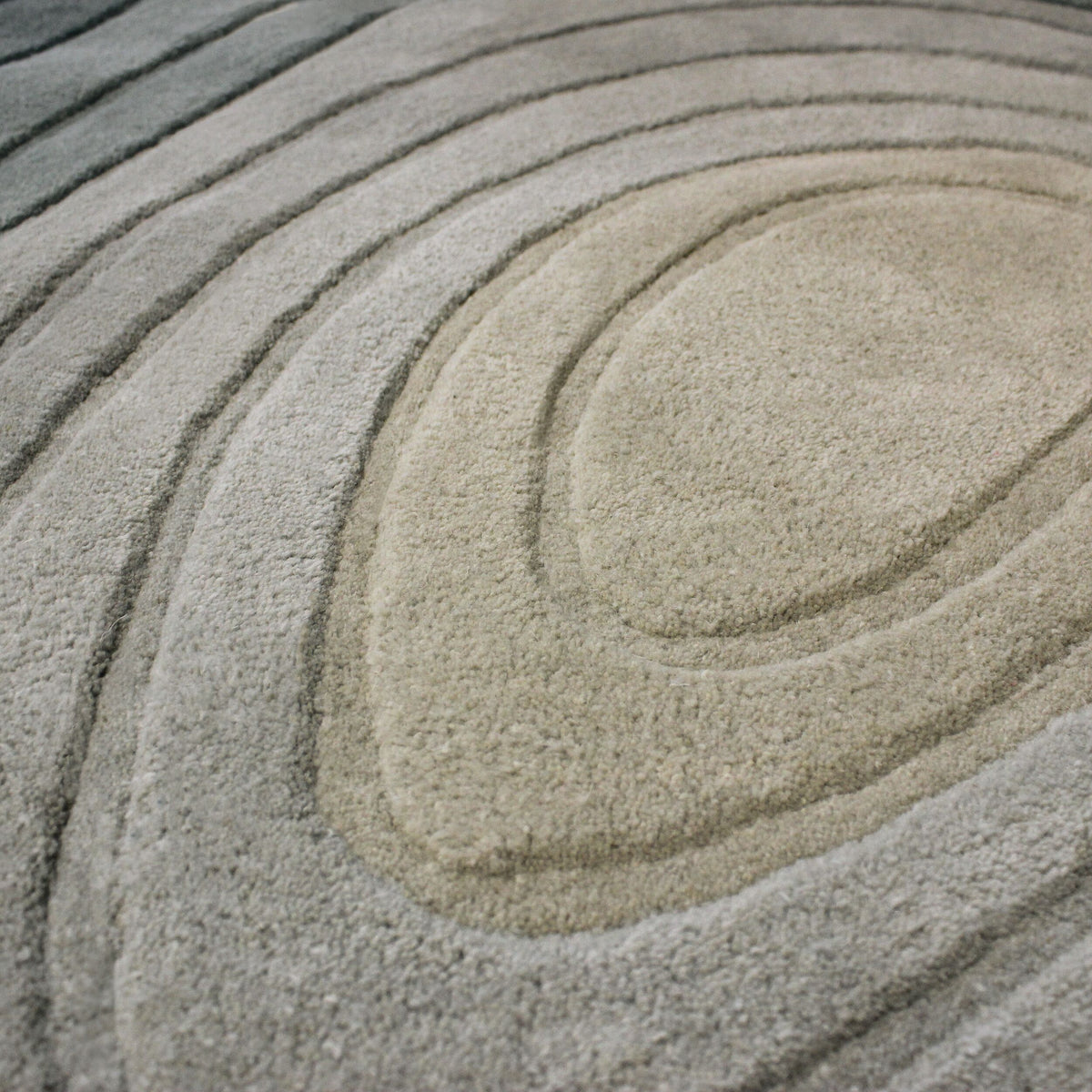 Teppich Wolle - Organische Form - Ombre Farbverlauf - Hoch-Tief_Türkis-Beige_Oval_