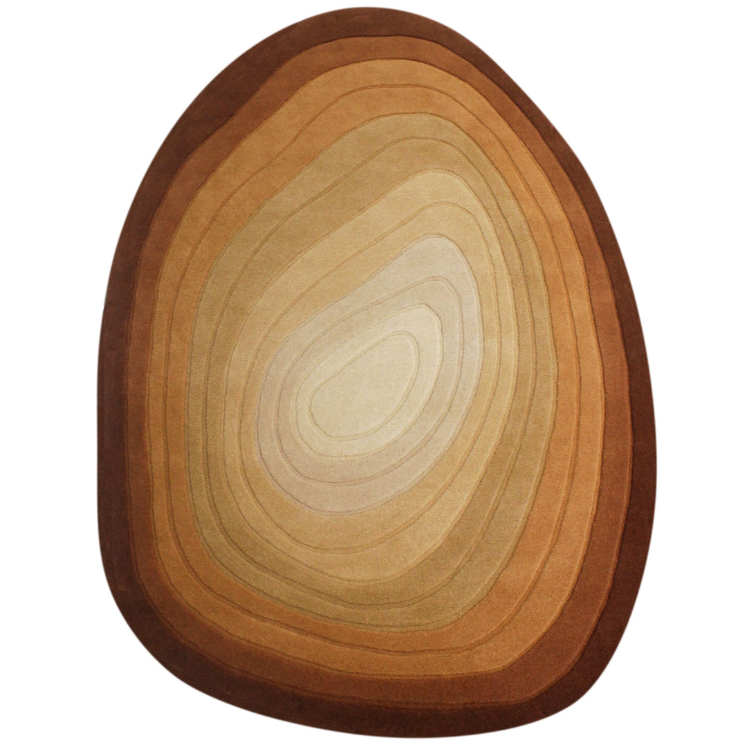 Teppich Wolle - Organische Form - Ombre Farbverlauf - Handgefertigt - Hoch-Tief-Flor-Effekt_Oval_