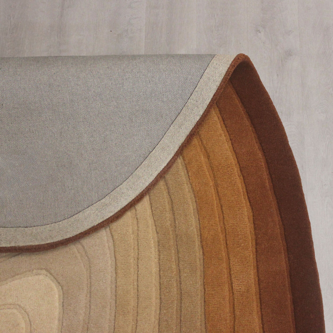 Teppich Wolle - Organische Form - Ombre Farbverlauf - Handgefertigt - Hoch-Tief-Flor-Effekt_Oval_