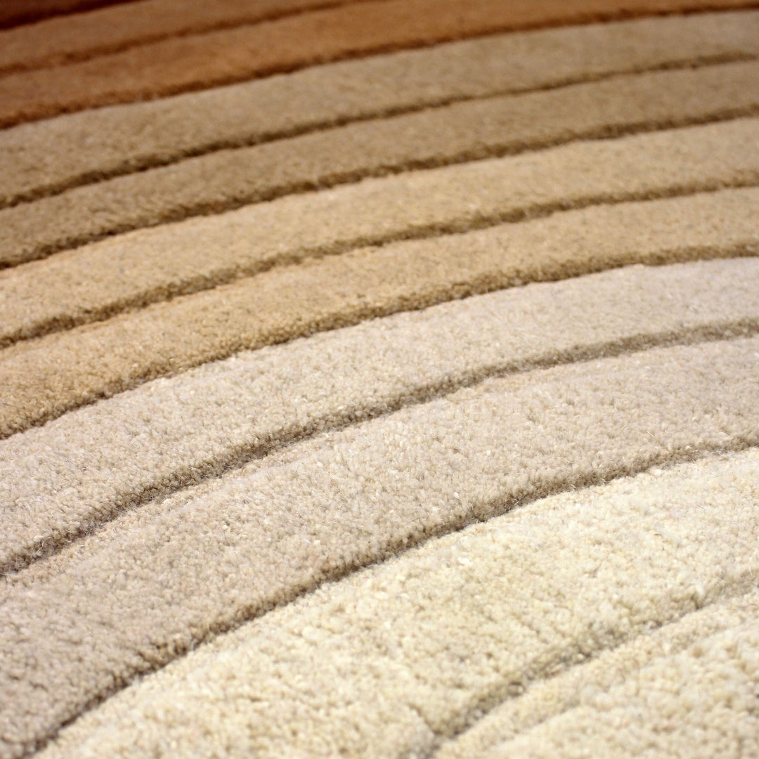 Teppich Wolle - Organische Form - Ombre Farbverlauf - Hoch-Tief_Terrakotta_Oval_