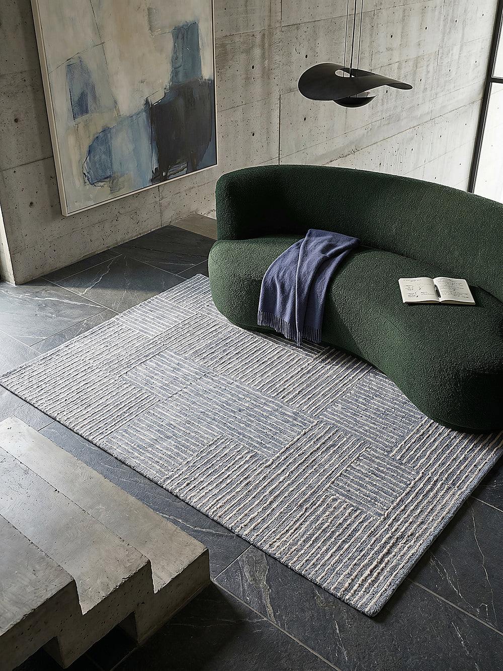 Teppich Blau rechteckig Musteransicht von oben Designkollektion_