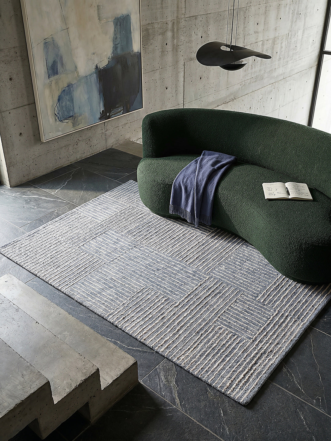 Teppich Blau rechteckig Musteransicht von oben Designkollektion_