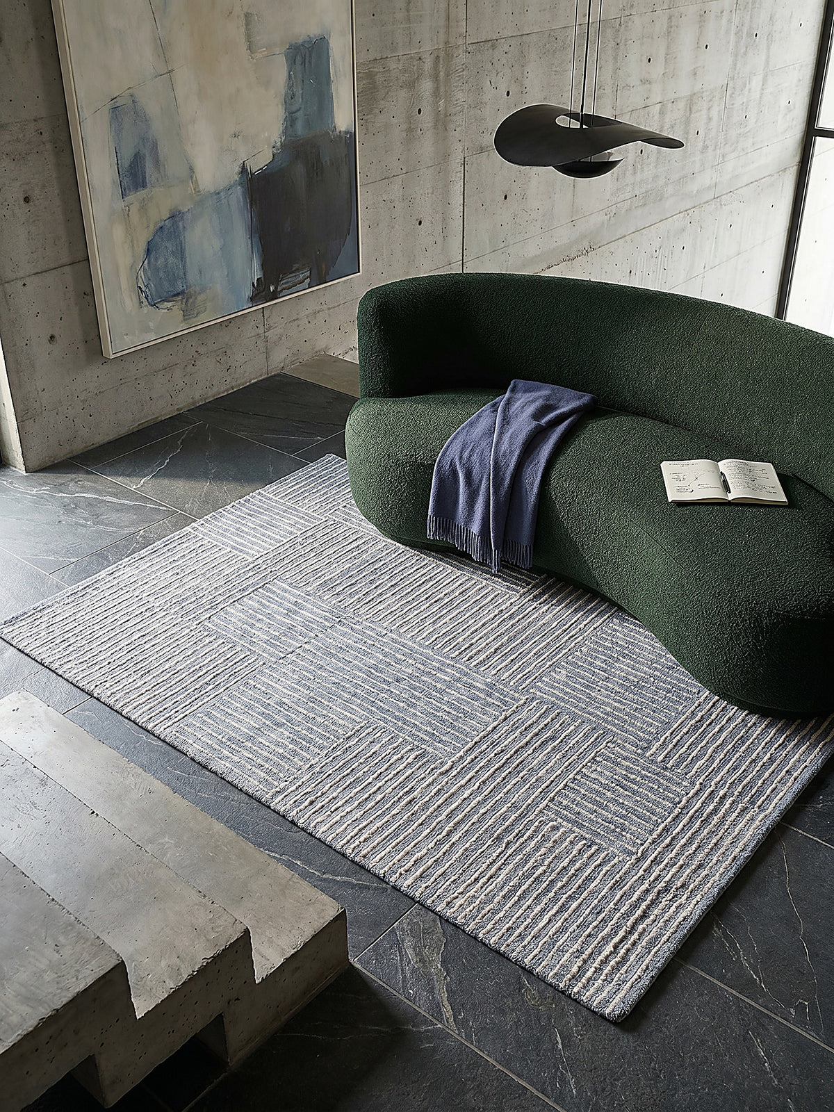 Teppich Blau rechteckig Musteransicht von oben Designkollektion_