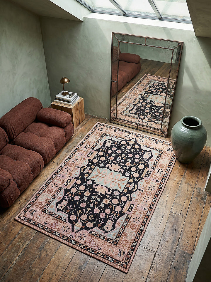 Teppich Rosa-Schwarz rechteckig Musteransicht von oben Designkollektion_