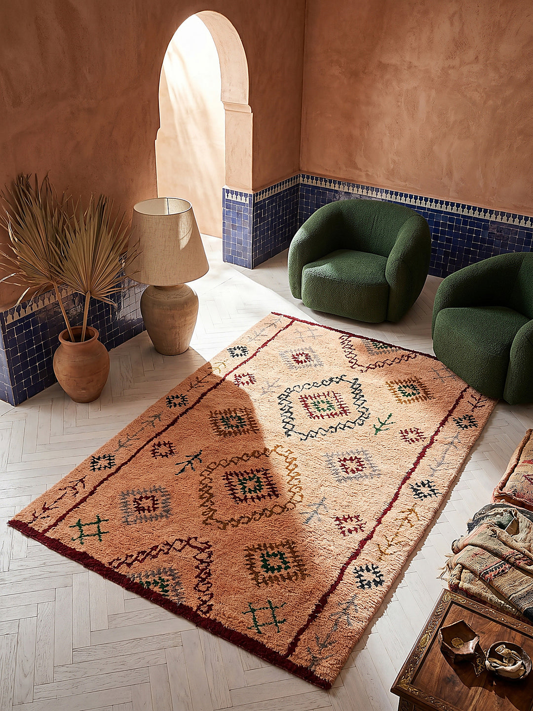 Teppich Pfirsich rechteckig Musteransicht von oben Designkollektion_