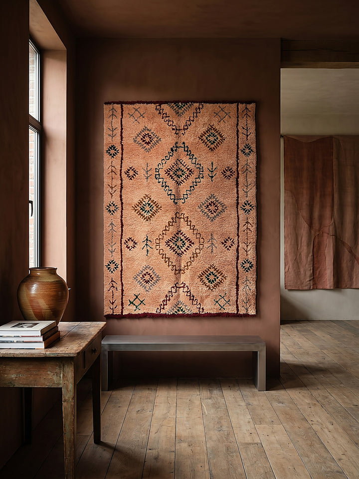 Teppich Pfirsich rechteckig als Wandteppich Wanddekoration Textilkunst Interior Design_