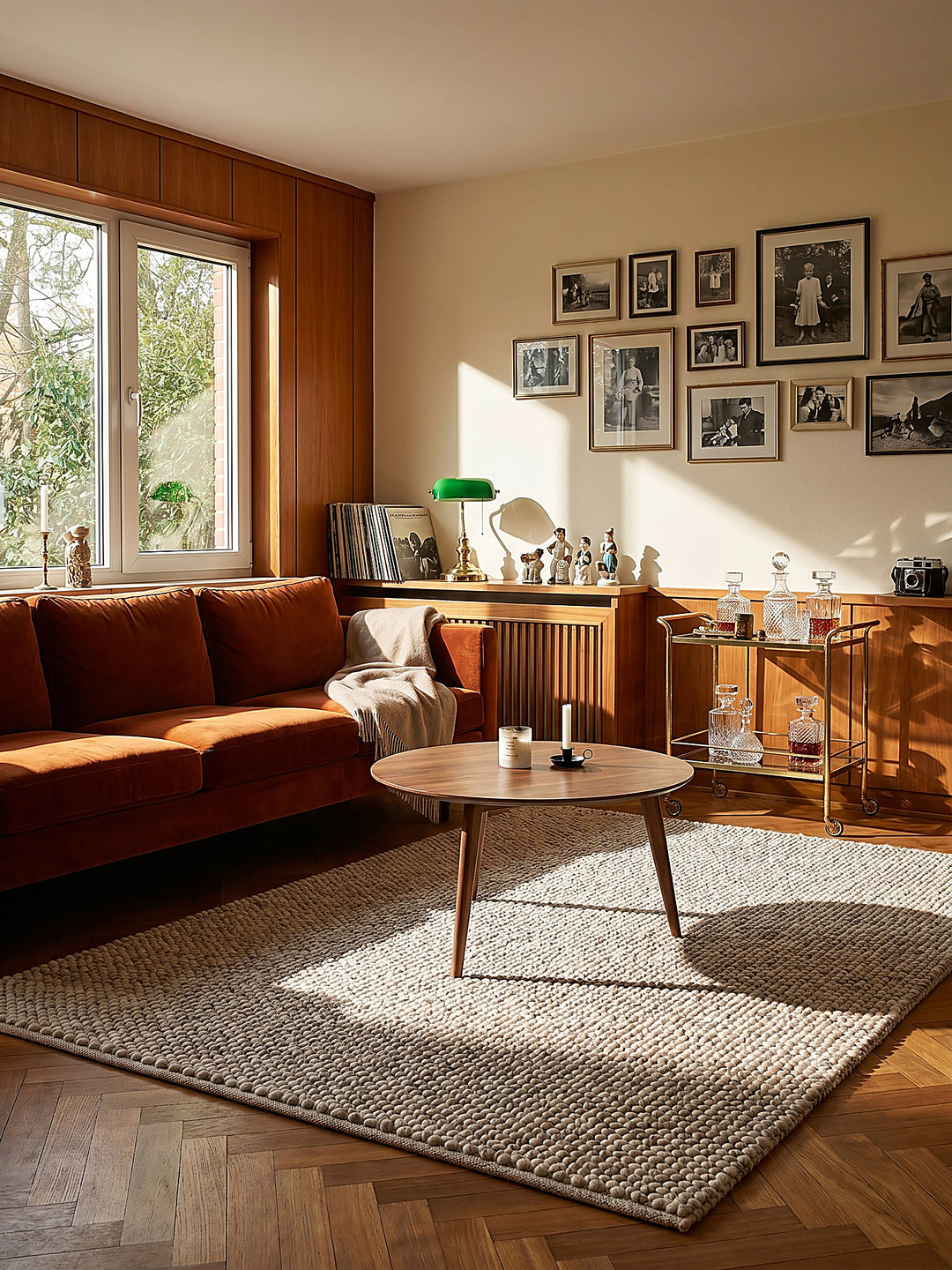 Teppich Beige rechteckig im modernen Wohnzimmer Einrichtungsidee_