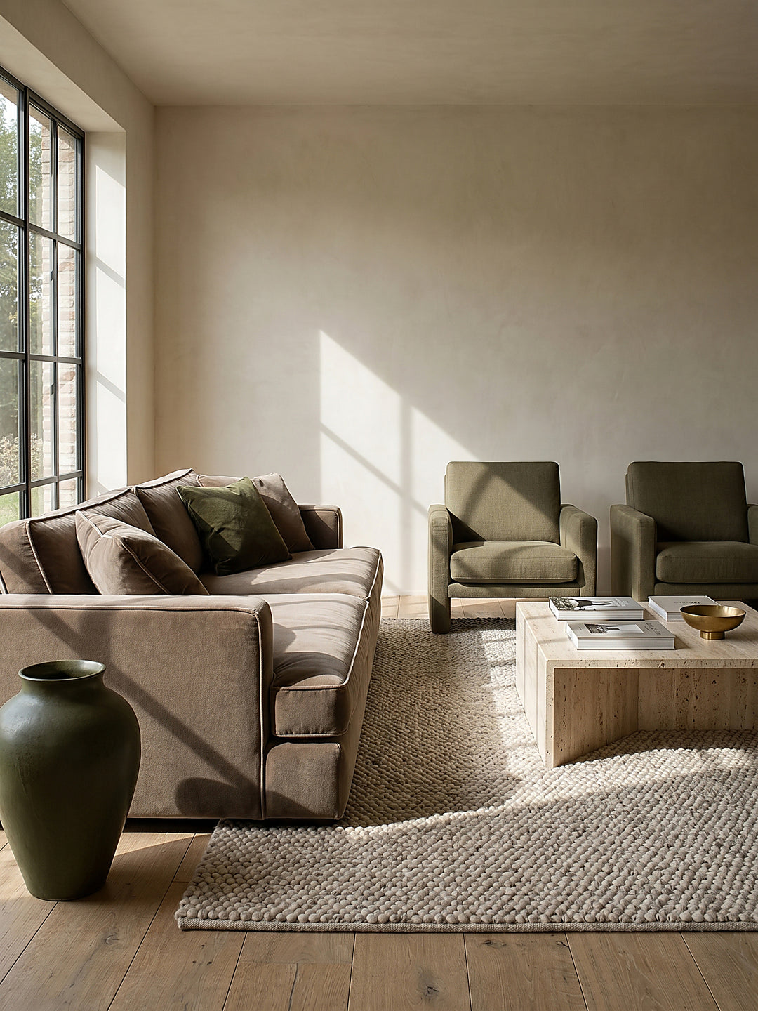Teppich Beige rechteckig als Wandteppich Wanddekoration Textilkunst Interior Design_
