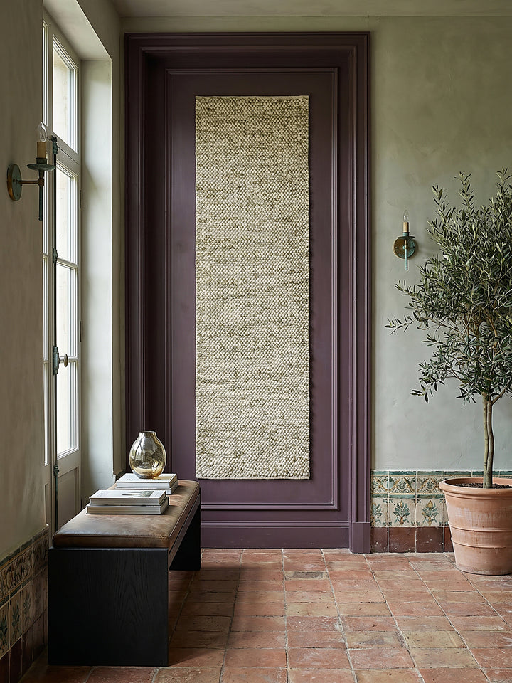 Teppich Grün Läufer als Wandteppich Wanddekoration Textilkunst Interior Design_
