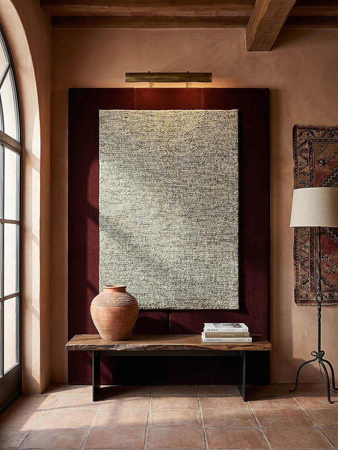 Teppich Grün rechteckig als Wandteppich Wanddekoration Textilkunst Interior Design_