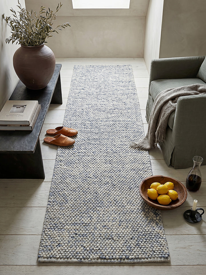 Teppich Hellblau Läufer Musteransicht von oben Designkollektion_