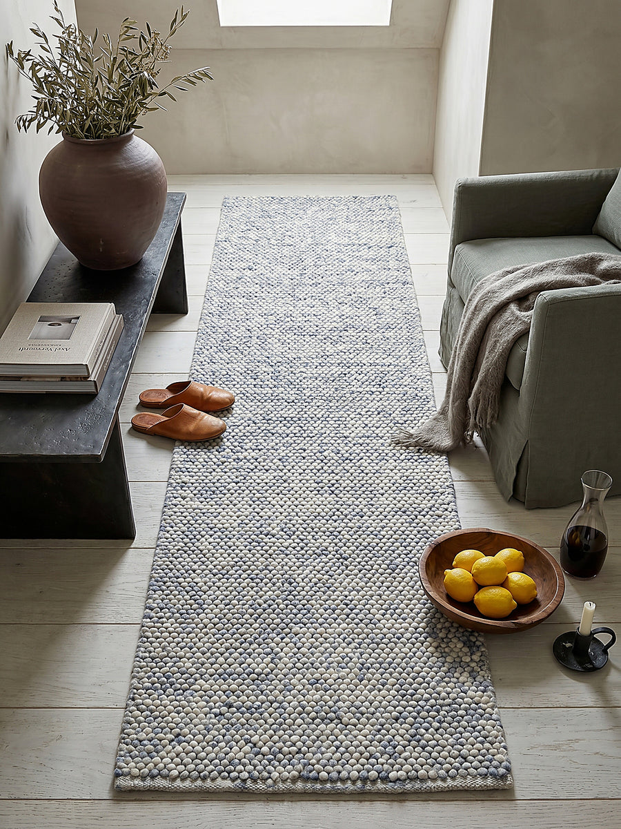 Teppich Hellblau Läufer Musteransicht von oben Designkollektion_