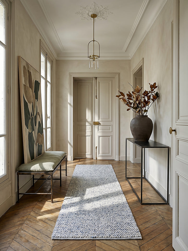 Teppich Hellblau Läufer im modernen Wohnzimmer Einrichtungsidee_