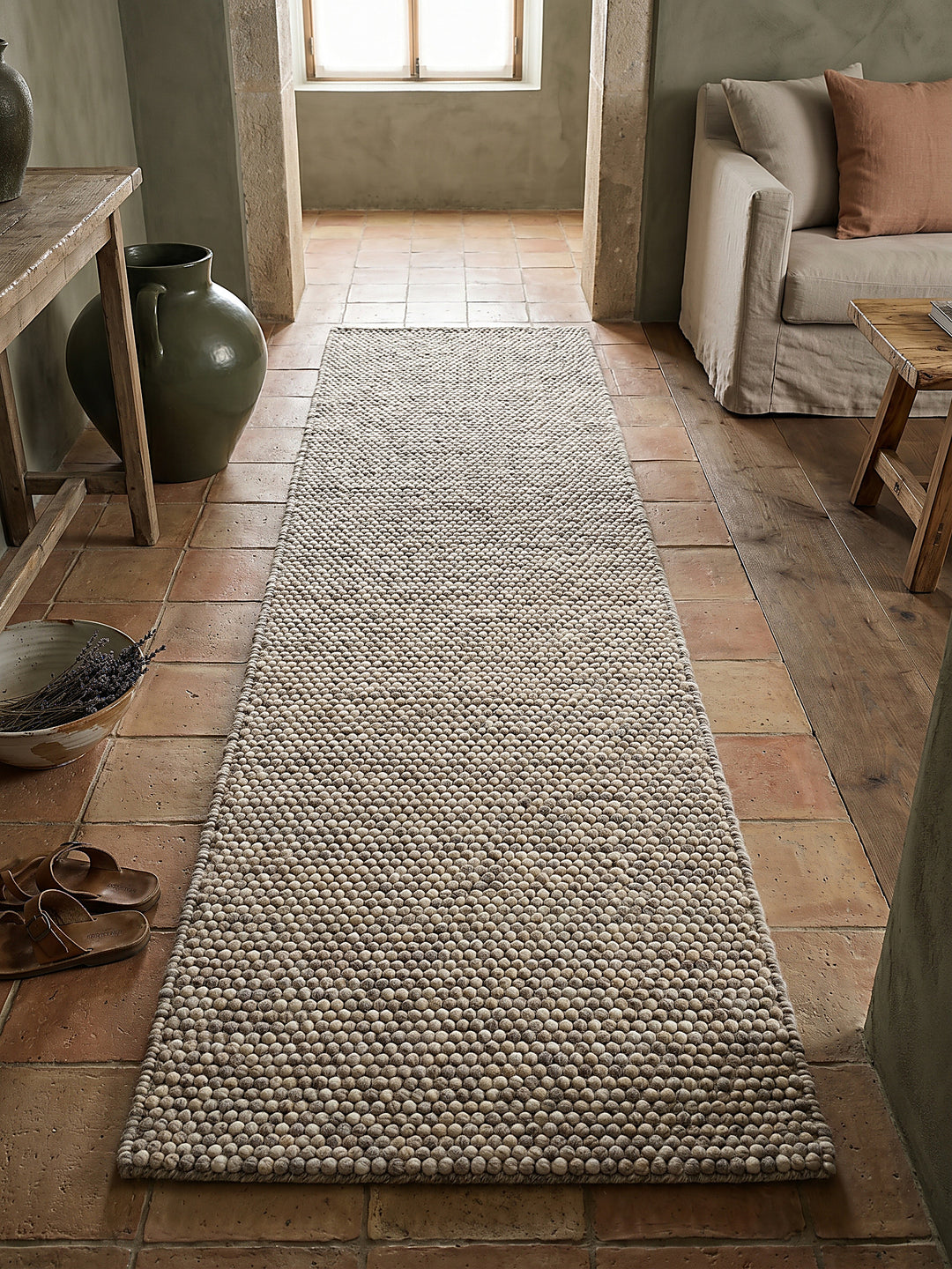 Teppich Beige Läufer Musteransicht von oben Designkollektion_