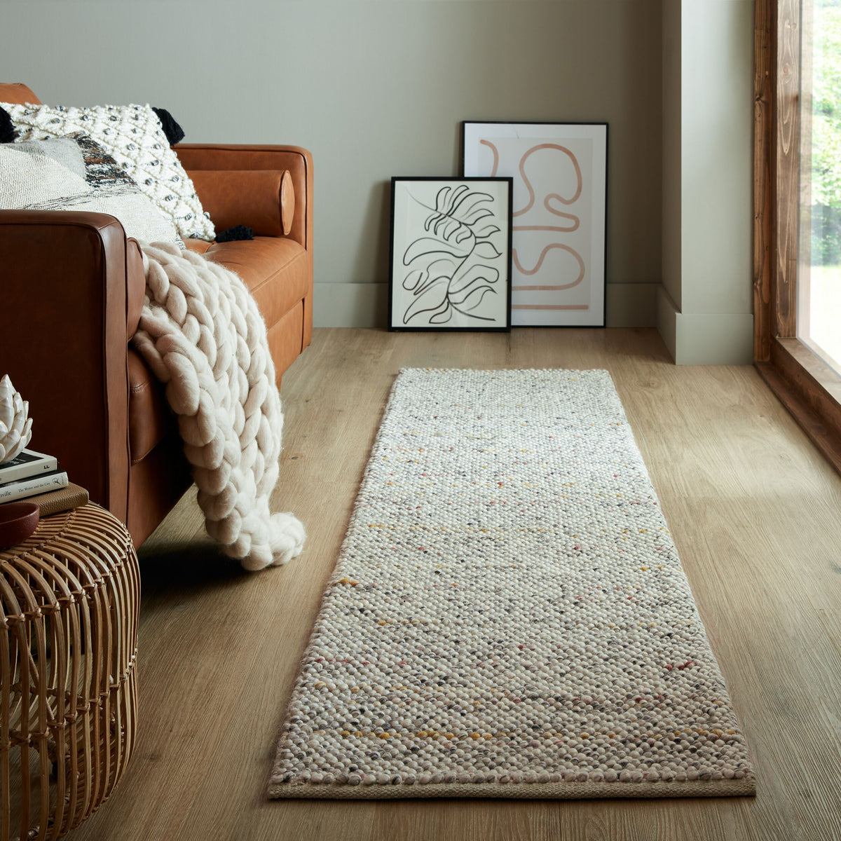 Teppich aus Wollmischung - mit stilvollem Noppeneffekt_Beige-Multicolor_Läufer_