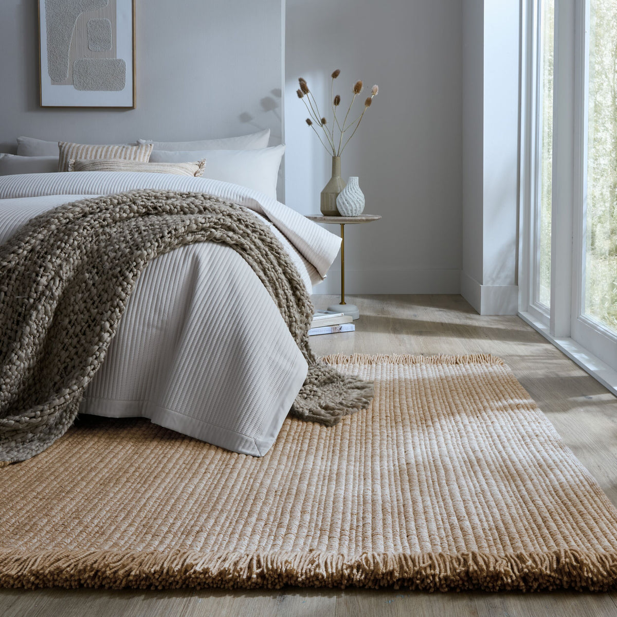 Teppich Kurzflor Farmhaus Unifarben - Wohnzimmer_Beige_Rechteckig_