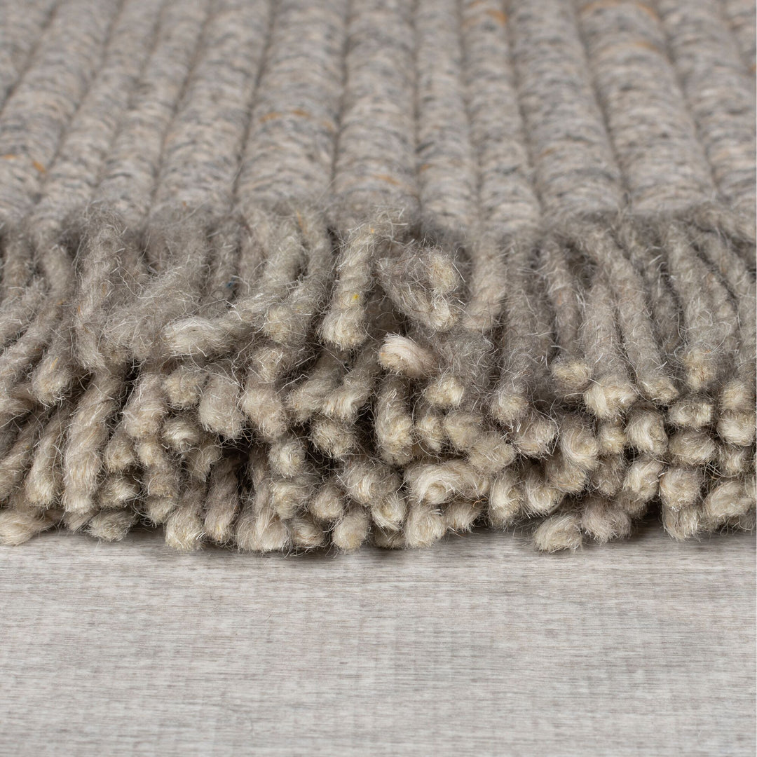 Teppich aus Wolle handgewebt  - Gerippte Textur  - Langlebig &amp; Fußbodenheizunggeeignet_Läufer_