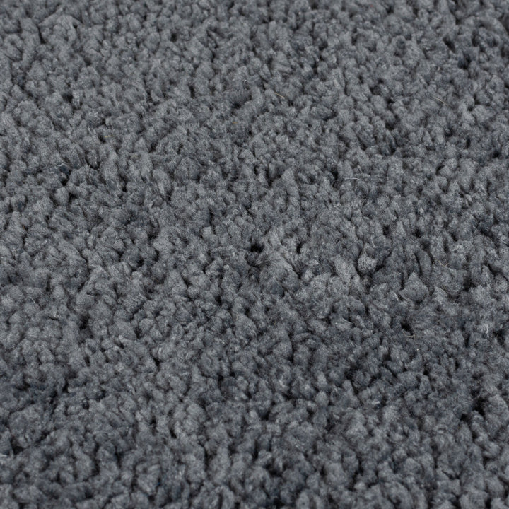 Hochflor Teppich waschbar Flauschig Unifarben - Wohnzimmer_Anthrazit_Rechteckig_